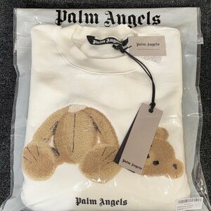 Palm Angels Crewneck Off-white Sweatshirt with Bear